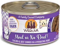 Weruva Classic Cat Meal or No Deal Chicken & Beef Pate Canned Cat Food, 3-oz can, case of 12