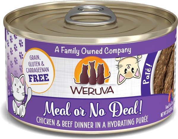 Weruva Classic Cat Meal or No Deal Chicken & Beef Pate Canned Cat Food, 3-oz can, case of 12 slide 1 of 10