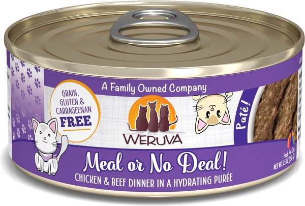 Weruva Classic Cat Meal or No Deal Chicken & Beef Pate Canned Cat Food, 5.5-oz can, case of 8 slide 1 of 7