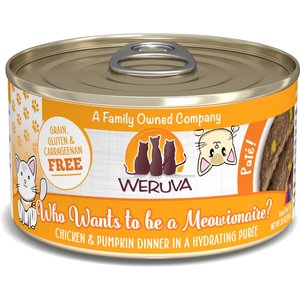 Weruva Classic Cat Who Want To Be A Meowionaire Chicken & Pumpkin Pate Canned Cat Food, 3-oz can, case of 12