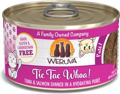 Weruva Classic Cat Tic Tac Whoa Tuna & Salmon Pate Canned Cat Food, 3-oz can, case of 12