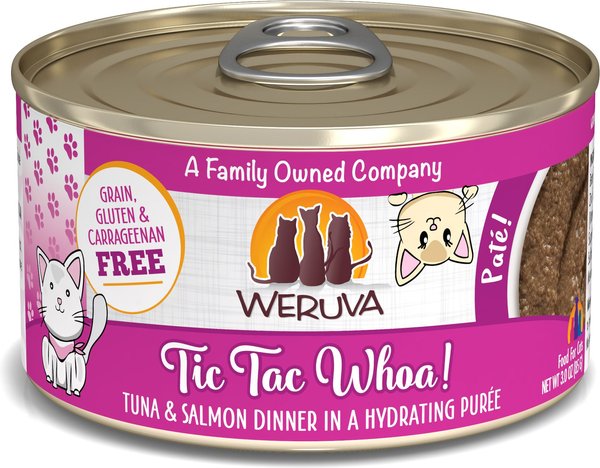 Weruva Classic Cat Tic Tac Whoa Tuna & Salmon Pate Canned Cat Food, 3-oz can, case of 12 slide 1 of 11
