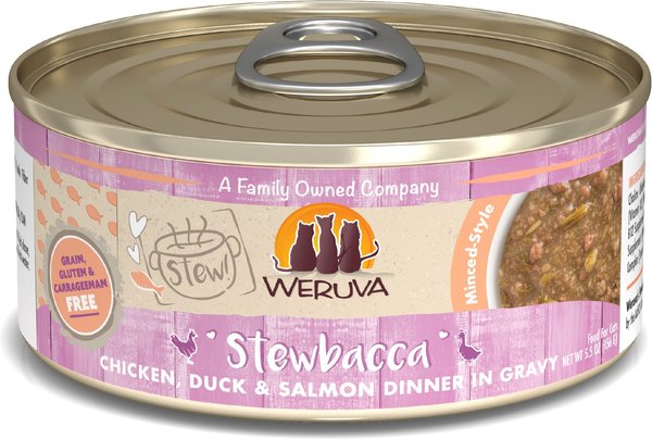 Weruva Classic Cat Stewbacca Chicken, Duck & Salmon in Gravy Stew Canned Cat Food, 5.5-oz can, case of 8 slide 1 of 7