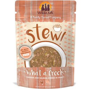 Weruva Classic Cat What a Crock Chicken & Salmon in Gravy Stew Cat Food Pouches, 3-oz pouch, 12 count