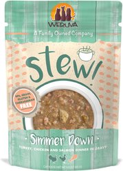 Weruva Classic Cat Simmer Down Turkey, Chicken & Salmon in Gravy Stew Cat Food Pouches, 3-oz pouch, 12 count