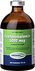 Cyanocobalamin Vitamin B12 Injectable Solution for Horses, 5000-mcg, 100-mL slide 1 of 2