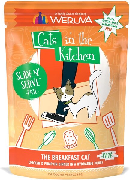 Weruva Cats in the Kitchen The Breakfast Cat with Chicken & Pumpkin Grain-Free Cat Food Pouches, 3-oz pouch, case of 12 slide 1 of 10