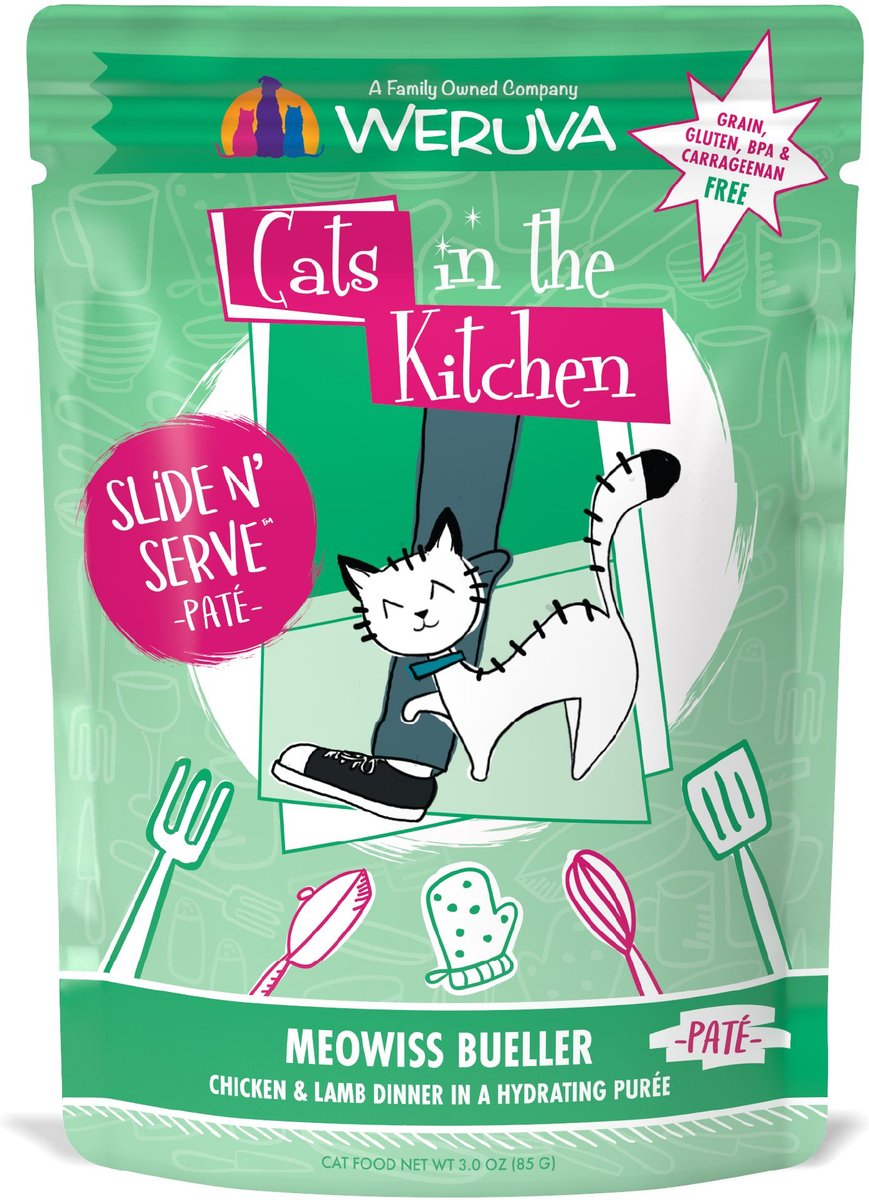 Weruva Cats in the Kitchen Meowiss Bueller with Chicken & Lamb Grain-Free Cat Food Pouches