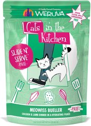 Weruva Cats in the Kitchen Meowiss Bueller with Chicken & Lamb Grain-Free Cat Food Pouches, 3-oz pouch, case of 12