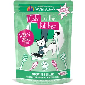 Weruva Cats in the Kitchen Meowiss Bueller with Chicken & Lamb Grain-Free Cat Food Pouches, 3-oz pouch, case of 12