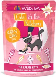 Weruva Cats in the Kitchen The Karate Kitty with Beef & Salmon Grain-Free Cat Food Pouches, 3-oz pouch, case of 12