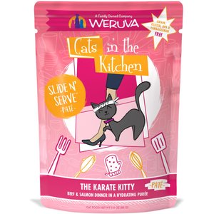Weruva Cats in the Kitchen The Karate Kitty with Beef & Salmon Grain-Free Cat Food Pouches, 3-oz pouch, case of 12