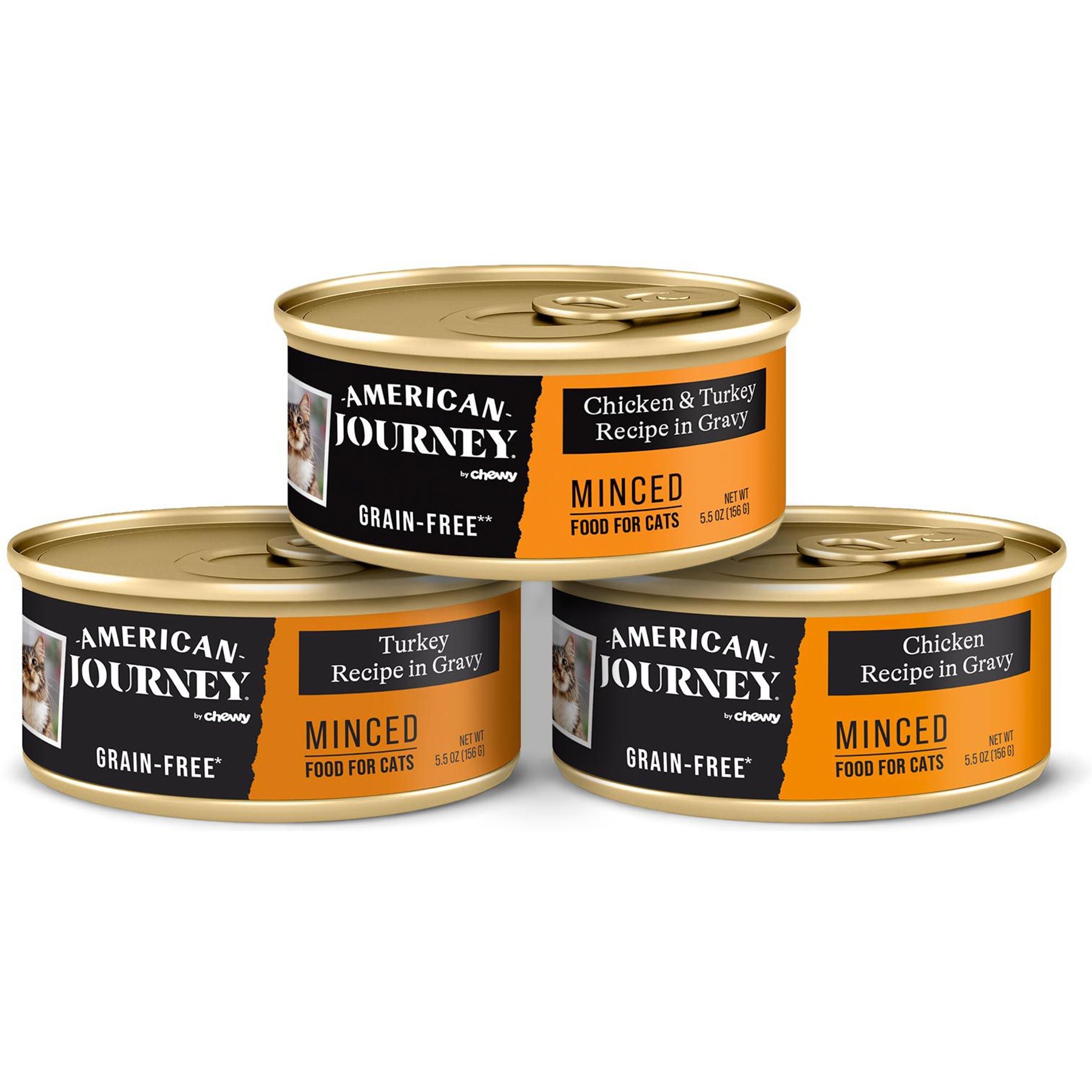 AMERICAN JOURNEY Minced Poultry in Gravy Variety Pack Grain Free Canned Cat Food 3 oz can case of 24 Chewy