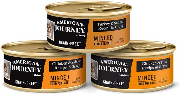 American Journey Minced Poultry & Seafood in Gravy Variety Pack Grain-Free Canned Cat Food, 5.5-oz, case of 24 slide 1 of 11