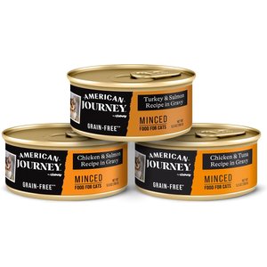American Journey Minced Poultry & Seafood in Gravy Variety Pack Grain-Free Canned Cat Food, 5.5-oz, case of 24