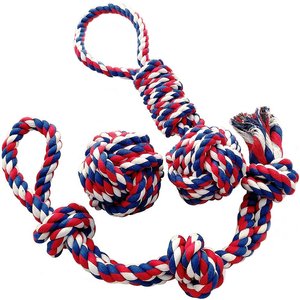 Otterly Pets 4" Ball & 23" Three Knot Handled Dog Rope Toys, 3 count