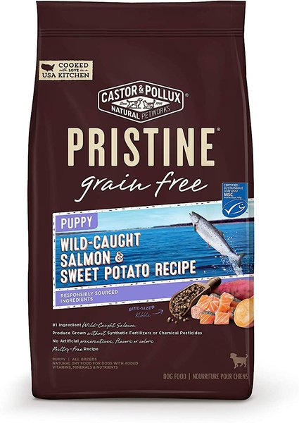 Castor Pollux Pristine Wild Caught Salmon Sweet Potato Recipe Grain Free Puppy Dry Dog Food