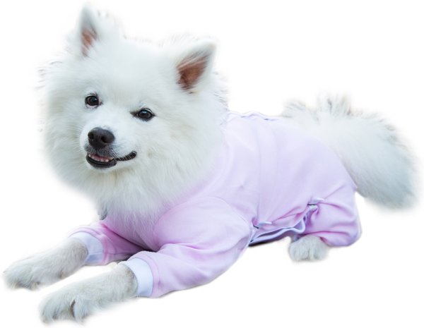 Tulane's Closet Cover Me by Tui Adjustable Fit Long Sleeve Step-Into Dog Onesie, Pink, Large slide 1 of 2