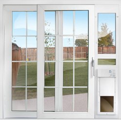High Tech Pet Products Large Power Automatic Sliding Glass Pet Patio Door, White, Tall slide 2 of 6