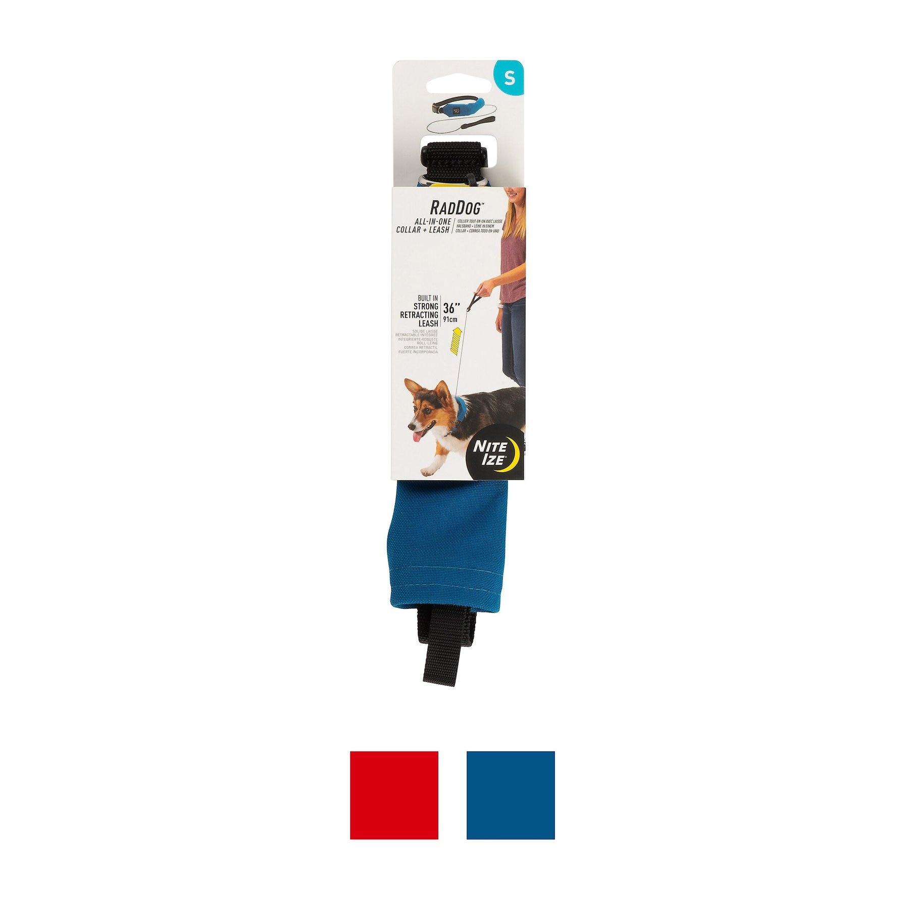 Nite Ize Nite Ize RadDog All-In-One Dog Collar + Leash, Blue, Small