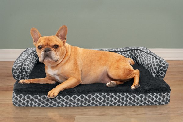 FurHaven Comfy Couch Memory Top Cat & Dog Bed w/Removable Cover, Diamond Gray, Medium slide 1 of 9
