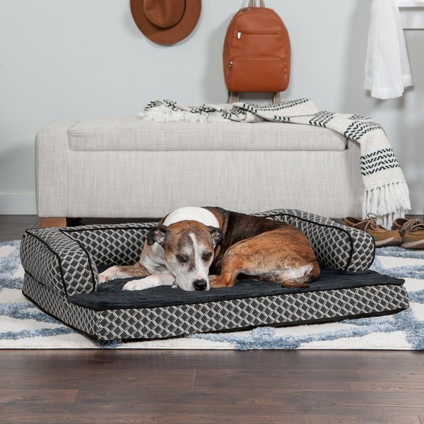 FurHaven Comfy Couch Cooling Gel Cat & Dog Bed w/Removable Cover, Diamond Gray, Large slide 1 of 9