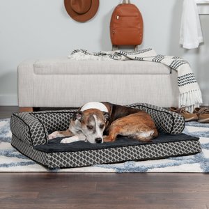 FurHaven Comfy Couch Cooling Gel Cat & Dog Bed with Removable Cover, Diamond Gray, Large