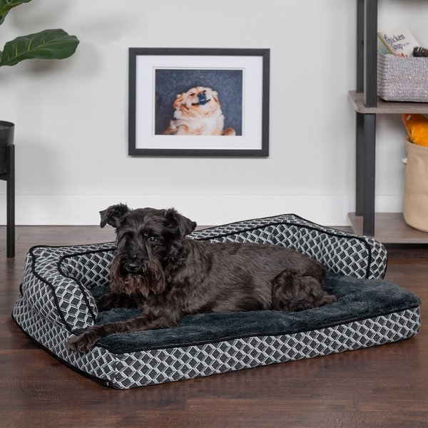 FurHaven Comfy Couch Cooling Gel Cat & Dog Bed w/Removable Cover, Diamond Gray, Medium slide 1 of 9