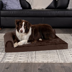 FurHaven Plush Deluxe Chaise Memory Top Cat & Dog Bed w/Removable Cover, Sable Brown, Large