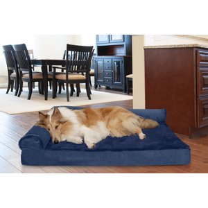 FurHaven Plush Deluxe Chaise Cooling Gel Cat & Dog Bed w/Removable Cover, Deep Sapphire, Jumbo