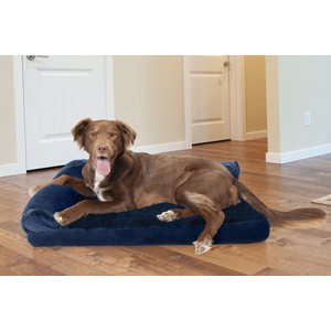 FurHaven Plush Deluxe Chaise Cooling Gel Cat & Dog Bed with Removable Cover, Deep Sapphire, Large