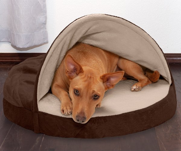 FurHaven Microvelvet Snuggery Memory Top Cat & Dog Bed w/Removable Cover, Espresso, 26-in slide 1 of 9