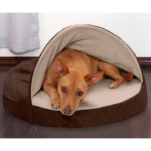 FurHaven Microvelvet Snuggery Memory Top Cat & Dog Bed w/Removable Cover, Espresso, 26-in