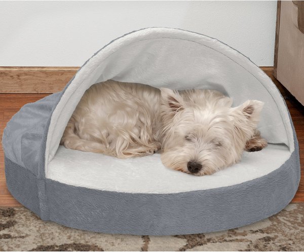 FurHaven Microvelvet Snuggery Gel Top Covered Cat & Dog Bed w/Removable Cover, Gray, 26-in slide 1 of 9
