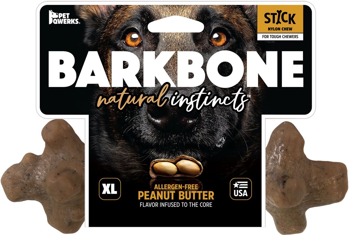 Pet Qwerks BarkBone Peanut Butter Flavor Chew Stick Tough Dog Chew Toy