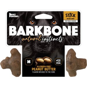 Pet Qwerks BarkBone Peanut Butter Flavor Chew Stick Tough Dog Chew Toy, Medium