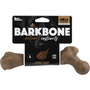 Pet Qwerks Boar BarkBone Porkchop Flavor Tough Dog Chew Toy, Large