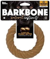 Pet Qwerks BarkBone Peanut Butter Flavor Chew Ring Tough Dog Chew Toy, Medium