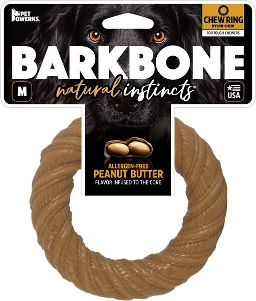 Pet Qwerks BarkBone Peanut Butter Flavor Chew Ring Tough Dog Chew Toy, Large slide 1 of 5