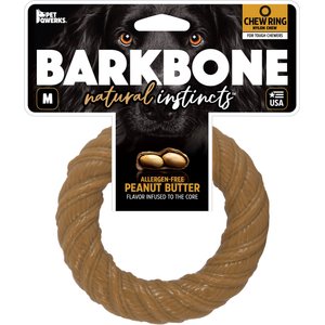 Pet Qwerks BarkBone Peanut Butter Flavor Chew Ring Tough Dog Chew Toy, Medium