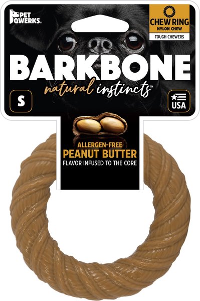 Pet Qwerks BarkBone Peanut Butter Flavor Chew Ring Tough Dog Chew Toy, Small slide 1 of 5