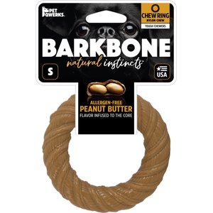 Pet Qwerks BarkBone Peanut Butter Flavor Chew Ring Tough Dog Chew Toy, Small