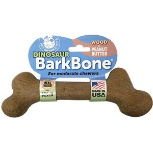 Pet Qwerks Dinosaur BarkBone Wood & Peanut Butter Dog Chew Toy, Large