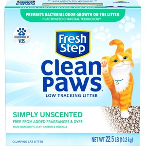 Fresh Step Clean Paws Simply Unscented Clumping Clay Cat Litter, 22.5-lb box