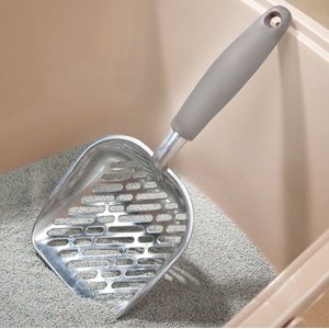 SunGrow Non-Stick Metal Scoop Kitty Box Cat Litter Scooper, Gray