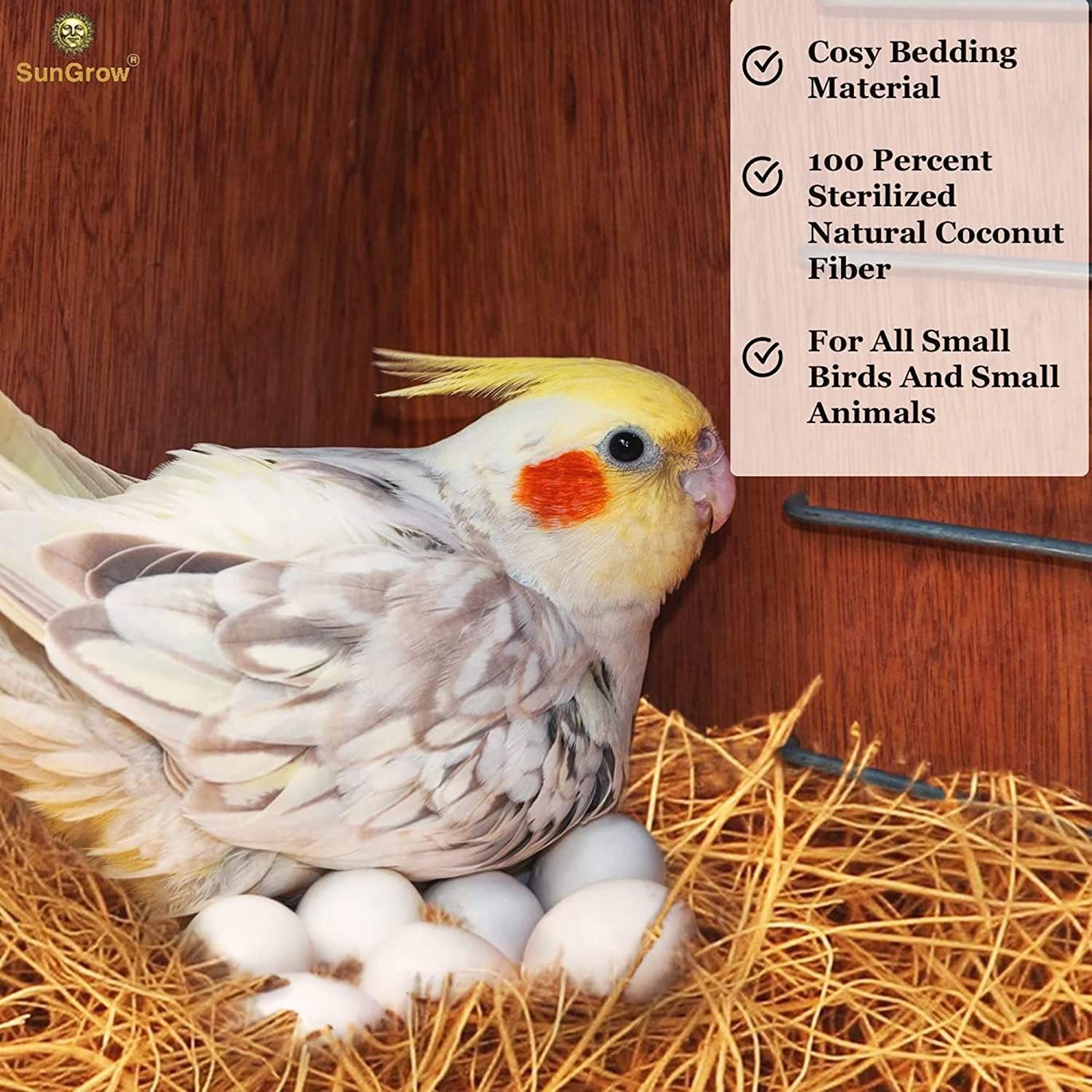 SUNGROW Bird Nesting Coconut Fiber, Bedding Material for Parakeet & Finch  Nest Box 