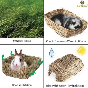SunGrow Hay Feeder & Cage Food Dispenser Rabbit & Guinea Pig Grass Bed