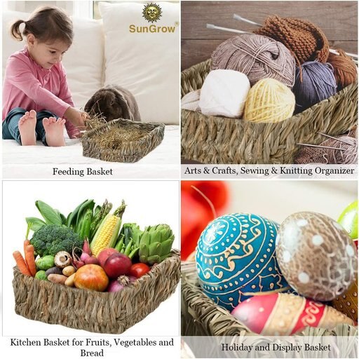 SunGrow Hay Feeder & Cage Food Dispenser Rabbit & Guinea Pig Grass Bed