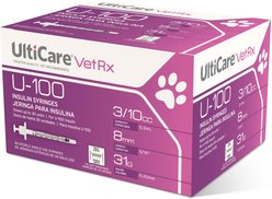 UltiCare VetRx  Insulin Syringes U-100 8mm x 31G with 1/2 Unit Markings, 0.3-cc, 60 syringes