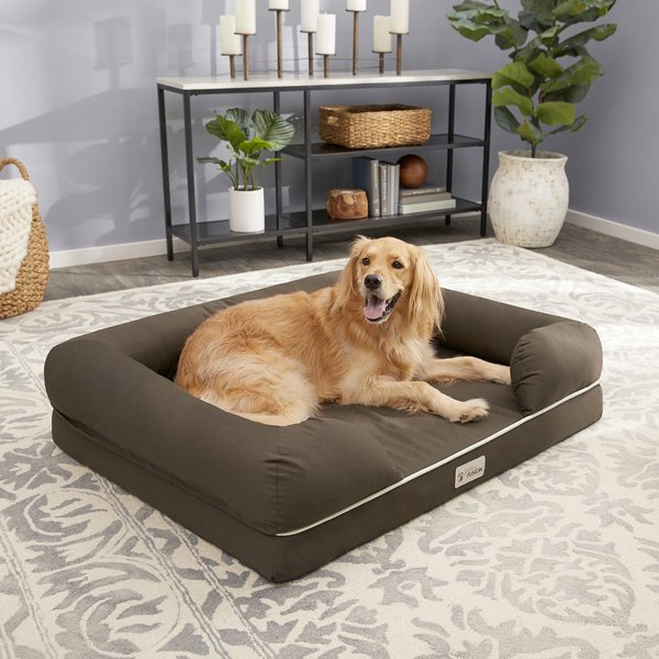 PETFUSION Ultimate Lounge Memory Foam Bolster Cat & Dog Bed with ...